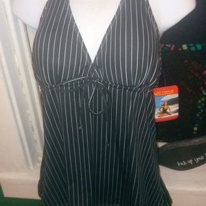 Octopus Beachwear black and white tankini top